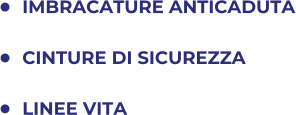 	IMBRACATURE ANTICADUTA 	CINTURE DI SICUREZZA 	LINEE VITA